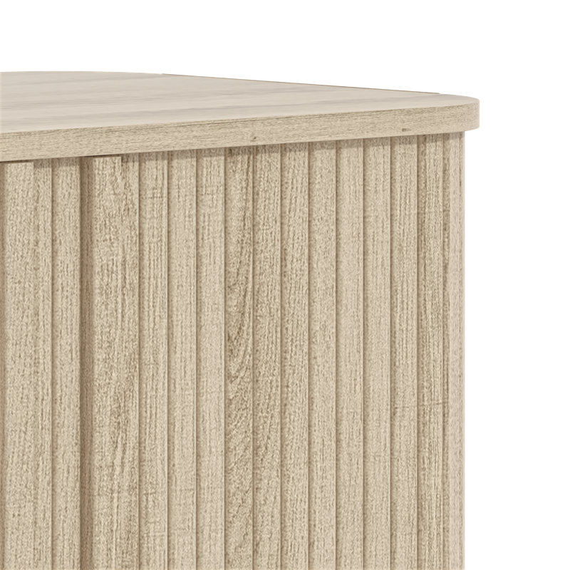 Buffet cannelé moderne avec portes et tablettes coulissantes 42,1 po Aurel, Beige