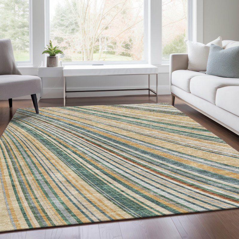 Tapis beige Prisco lavable à la machine de qualité supérieure, Rectangle 9 pi x 12 pi