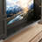 Black TV Cover Wall Cabinet With Folding Doors And Solid Frame
