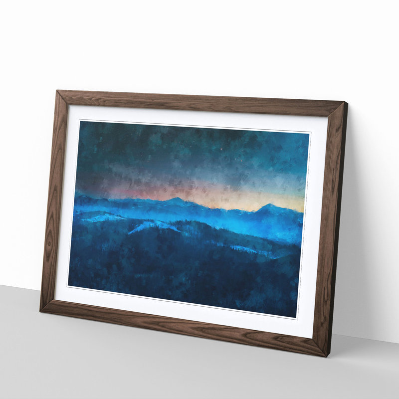 Sun Above the Mountains - Picture Frame Graphic Art Print, Walnut Framed, 62cm H x 87cm W x 2cm D