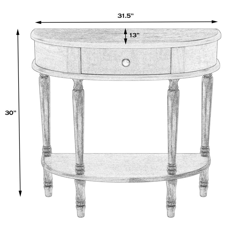 Mozart Demilune Console Table with Storage, Antique Beige