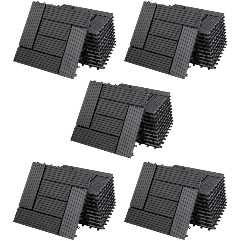 Viv 30cm L x 30cm W Manufactured Wood Interlocking Deck Tile, Anthracite