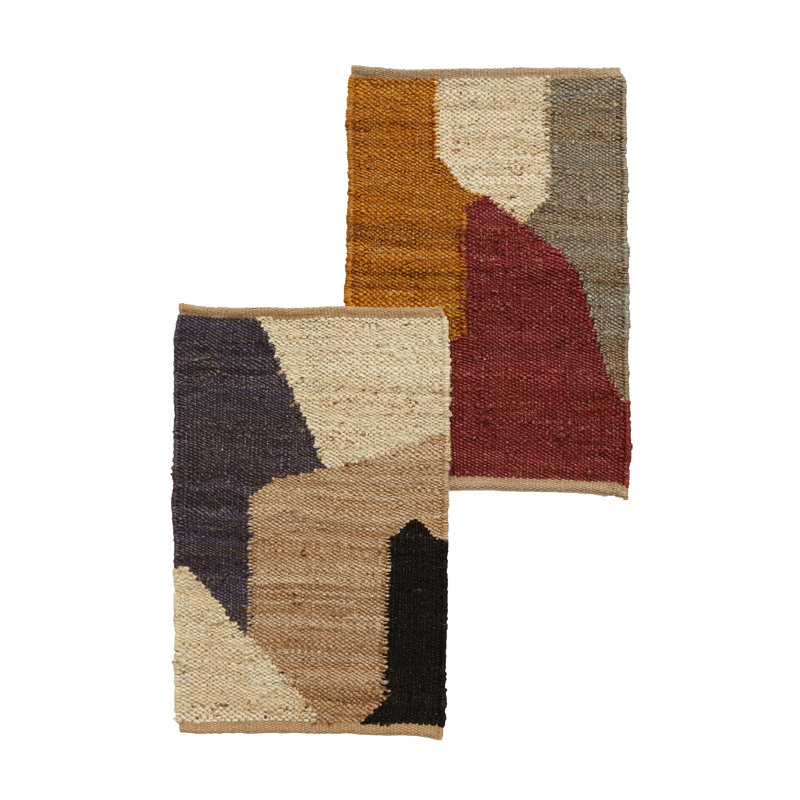 Rectangle Kulfi Abstract Hand Woven Flatweave Hemp Area Rug in Blue/Beige, Rectangle 9' x 12'
