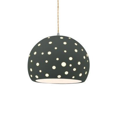 Luminaire suspendu 1 lumière Donati - jaune pâle - laiton antique - l 12,25 po x H 9,25 po - ampoule remplaçable - cordon torsadé beige