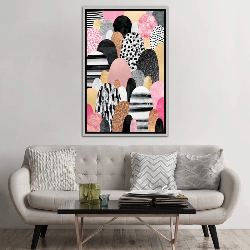 « rose pebbles » par elisabeth fredriksson-impression, H 60 po x l 40po x P 1,5 po, Toile avec cadre argenté