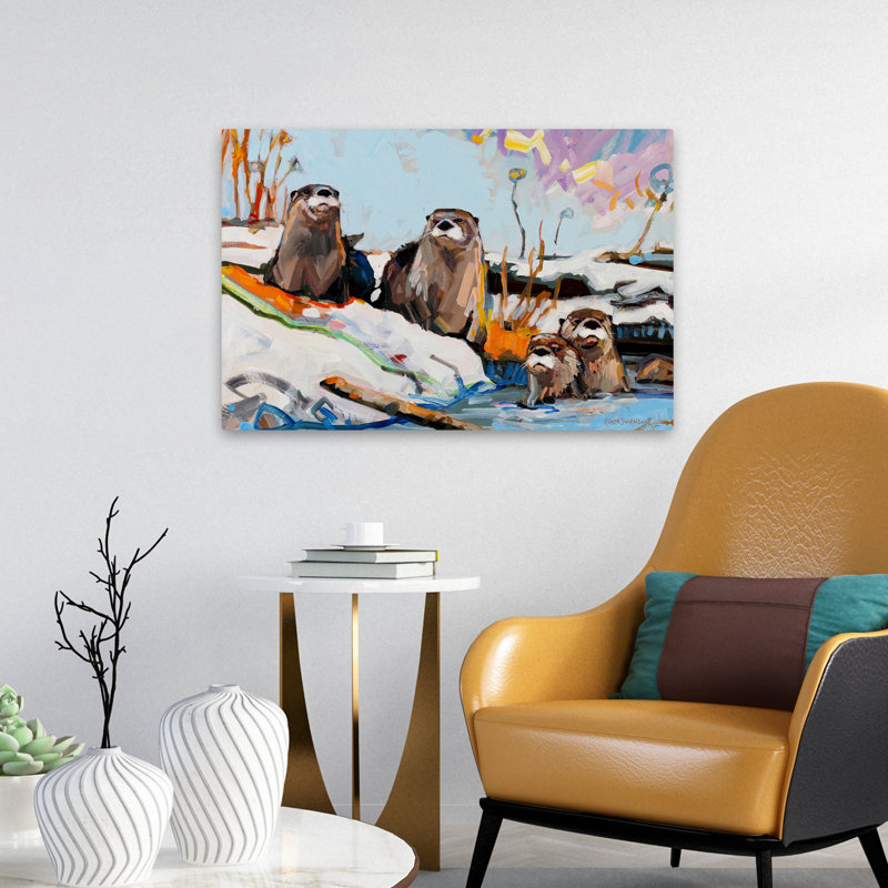 Feux d'artifice - animaux contemporains, faune, rivières, ruisseaux, art de neige, H 16 po x l 24 po