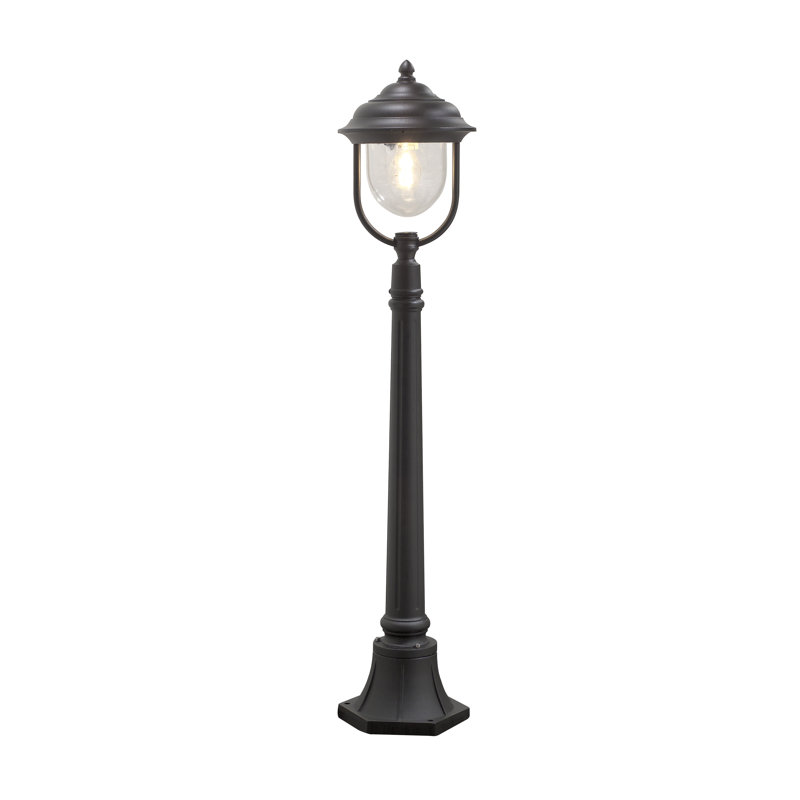 Parma Transparent Post Lantern, Black, 54 cm H