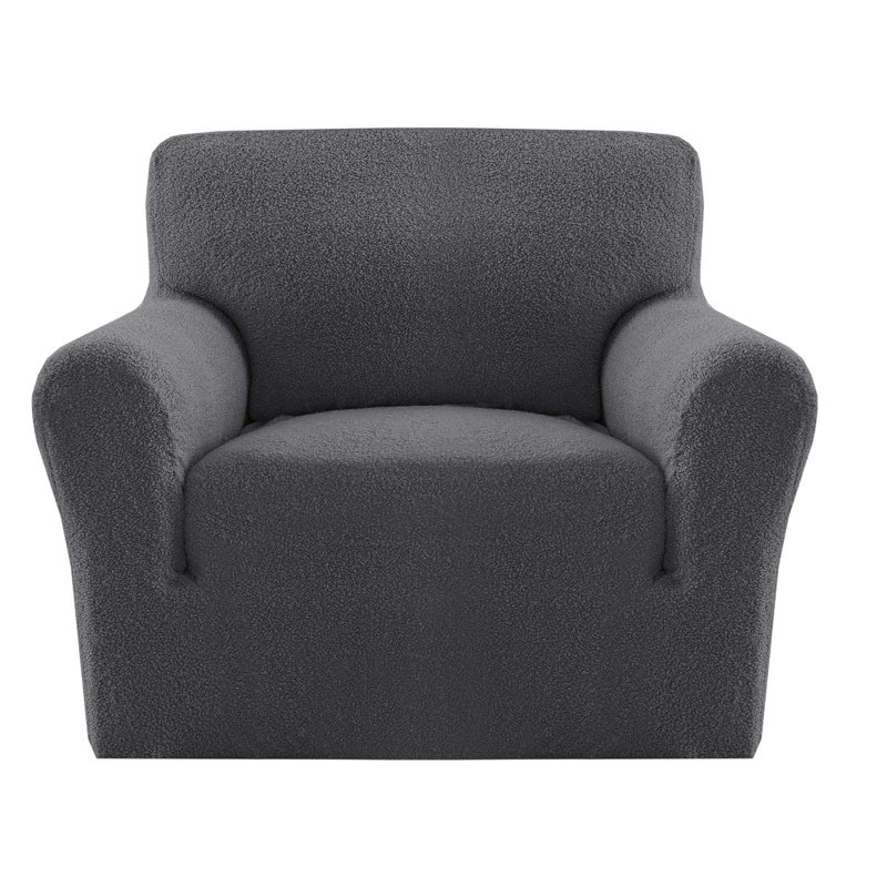 Housse de canapé en peluche élastique avec siège imperméable et lavable à la machine, H 40 po x l 38 po, Gris foncé