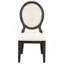 Chaise de salle à manger à dossier ovale foncé 2 chaises, revêtement en chenille crème, avant carré et arrière évasé, 39,11 pouces de hauteur, décor pour les chaises d'appoint pour événements spéciaux