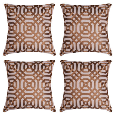 Embroidered Linen Throw Pillow Covers 20x20 Set of 4 – Scandinavian Retro Style Christmas Home Decor