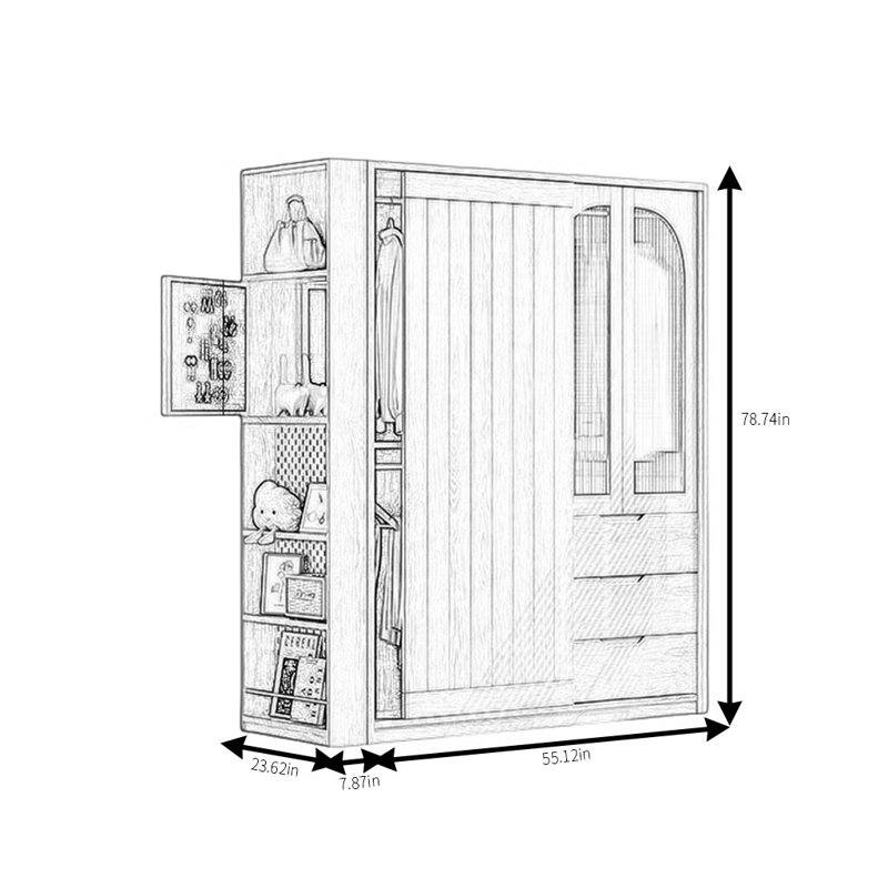 Garde-robe moderne, simple et tendance, H 78,74 po x l 62,99 po x P 23,62 po