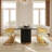 78 Inch Black Solid Oak Wood Dining Table With Double Fluted Design And Brushed Gold Base-129584492-129584493