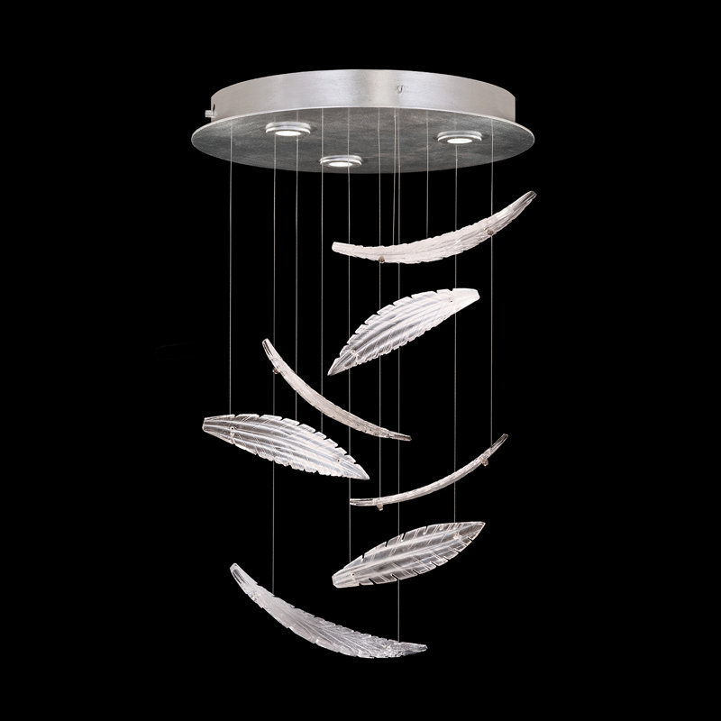 Elevate 3 - Light LED Unique/Statement Pendant, Silver, Translucent