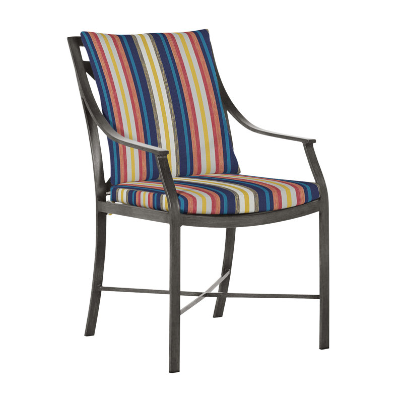 Monaco Patio Dining Armchair with Cushions, Slate Gray, Linen Navy, No Welt