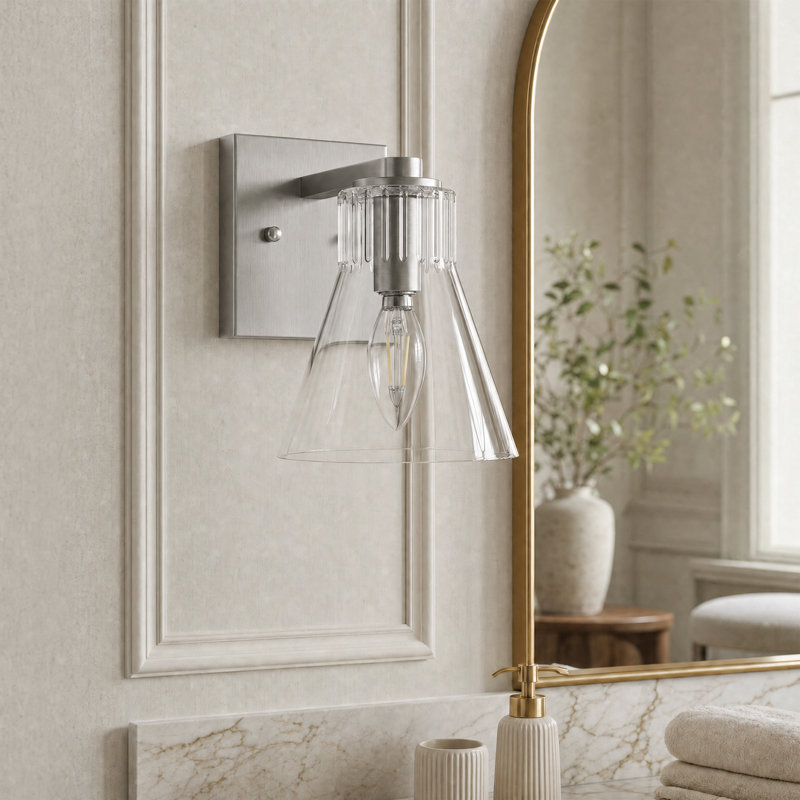 Éclairage pour meuble-lavabo Billie Modern, Nickel satiné, 1 lumière