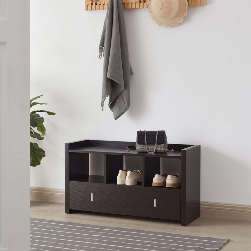 Banc d'entrée de chaussures avec tiroir, range-chaussures, cacao rouge