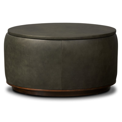 Herve Genuine Italian Leather Storage Ottoman by Poly & Bark