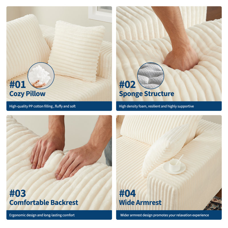 Canapé modulaire 108 po pour canapé modulaire à mémoire de forme, Velours côtelé beige