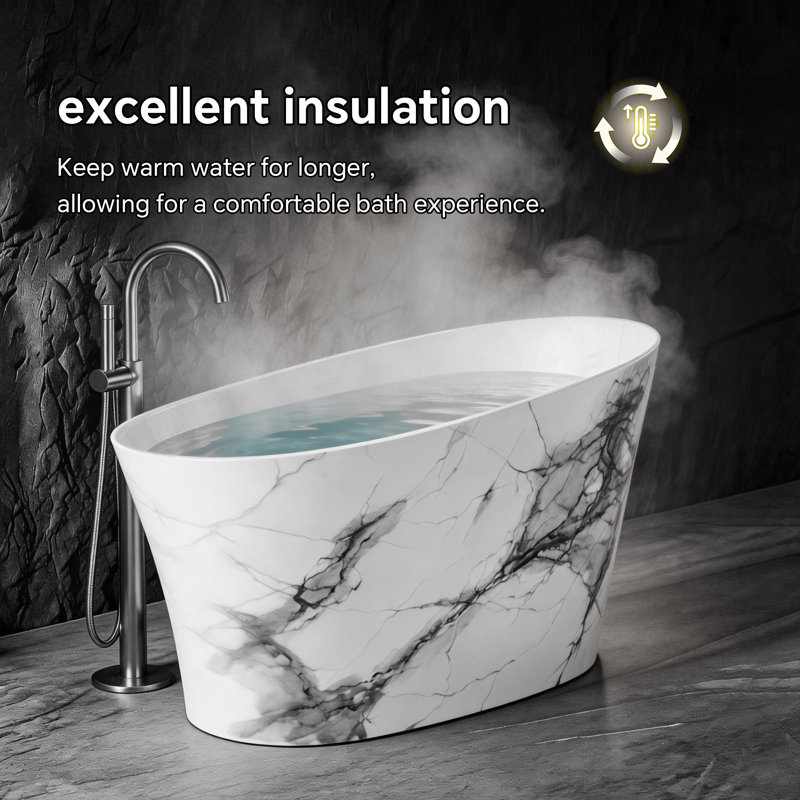 51" Freestanding Soaking Tub, Solid Surface Bathtub