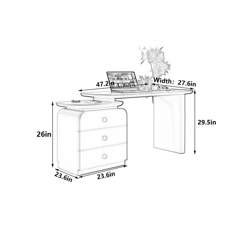 Bureau en noyer: espace pour les jambes spacieux, H 29,5 po x l 47,2 po x P 27,6 po