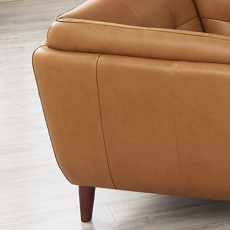 Rhyannon Top Grain Leather Chair, Solana Light Brown Genuine Leather