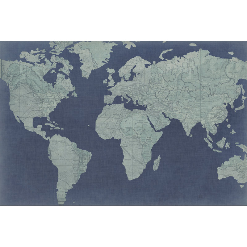 Linen Map II by Studio W - Graphic Art, 61 cm H x 91 cm W, Wrapped Canvas