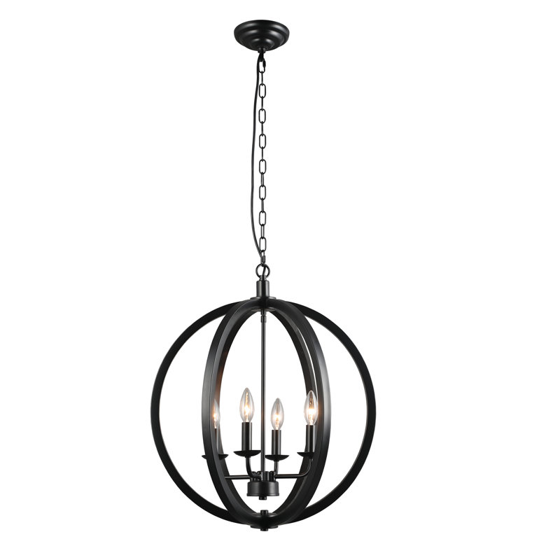 Lustre globe sphérique noir à 4 lumières