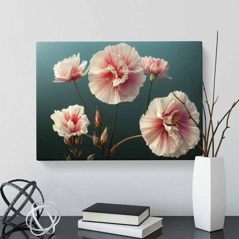 Peaceful Carnation Flowers - Wrapped Canvas, 40cm H x 60cm W x 3cm D