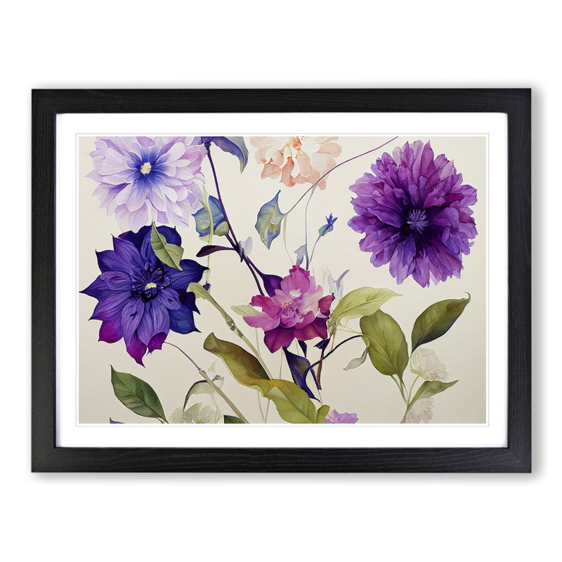 Amazing Watercolour Flowers - Framed Print, 34cm H x 46cm W x 2cm D, Black