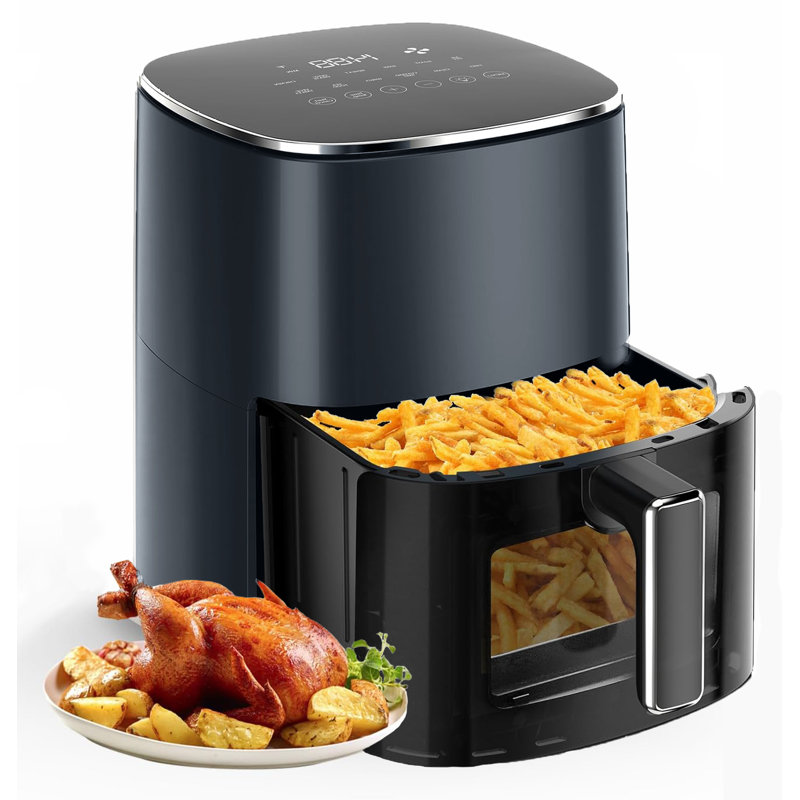 Air Fryer 12-In-1, Compact & Large 6-Qt With Viewing Window, Roast, Reheat, Dehydrate, Bake, Steam, Black