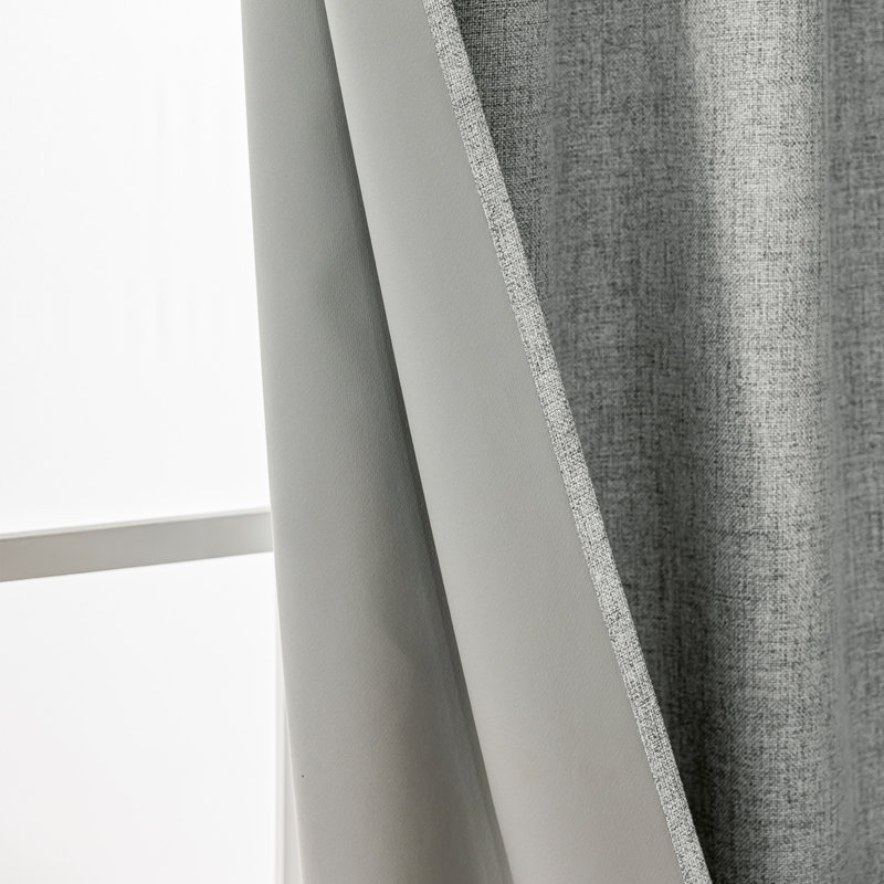 （4 pièces） Ensemble de 4 panneaux de rideaux occultant en toile de jute 100% polyester pour chambre à coucher avec œillets en métal