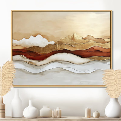 Horizon en lumière dorée II - paysage doré encadré, art mural