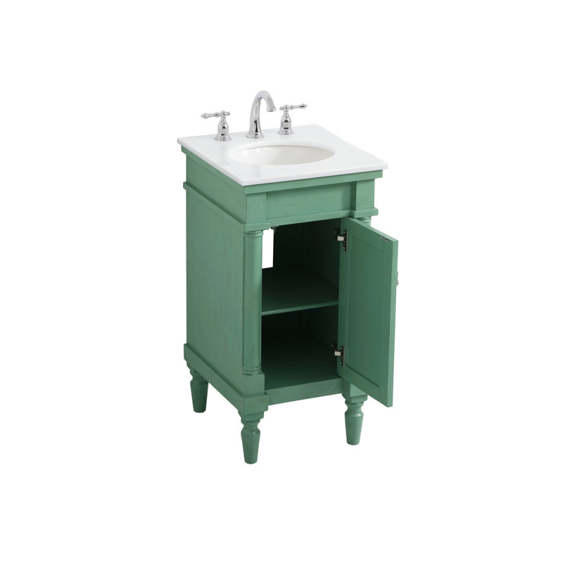 Ensemble de meuble-lavabo simple 18 po Lexington, Menthe rétro, Blanc ivoire