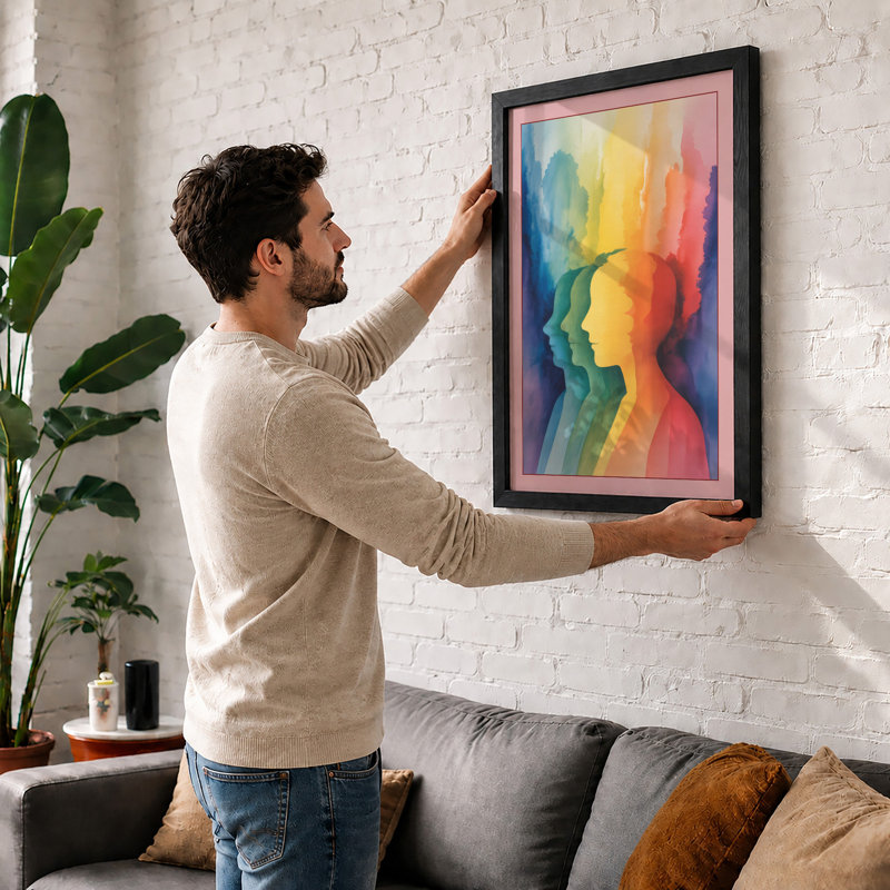 Rainbow Thoughts Within Modern - Framed Print, A3 - 42.0 x 29.7 cm, White