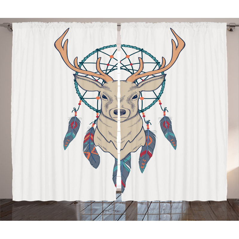 Deer Semi-Sheer Rod Pocket Curtain Panels, 54" x 84"