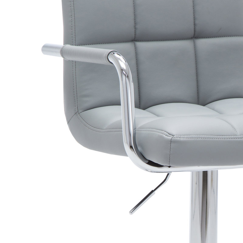 Gleneagles Swivel Upholstered Faux Leather Adjustable Height Counter Stool, Gray