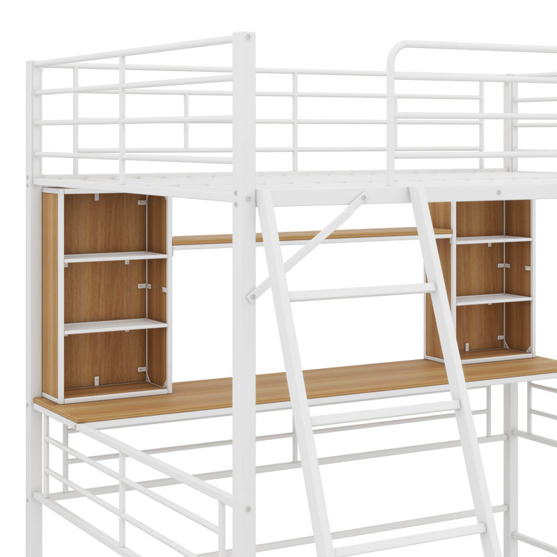 Lit mezzanine Damir, pour enfants, Double, Blanc