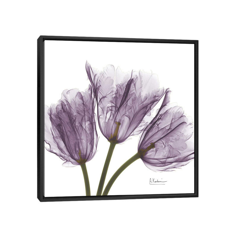 «Tulips III», impression sur toile, H 18 po x l 18 po x P 1,5 po, Toile avec cadre noir, Pas de tapis