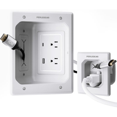 Cord Hider for Wall Mount TV with AC Outlets, USB-A and USB-C Ports, in-Wall Cable Management Kit