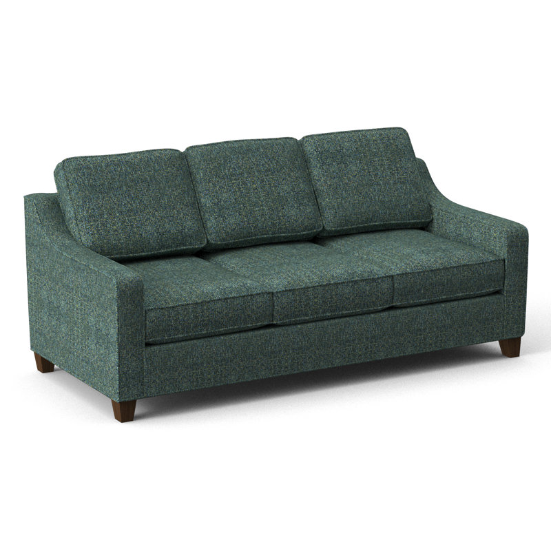Clark 82" Square Arm Sofa Bed Sleeper with Reversible Cushions, Montana Walnut, Hybrid, Connelly Peacock