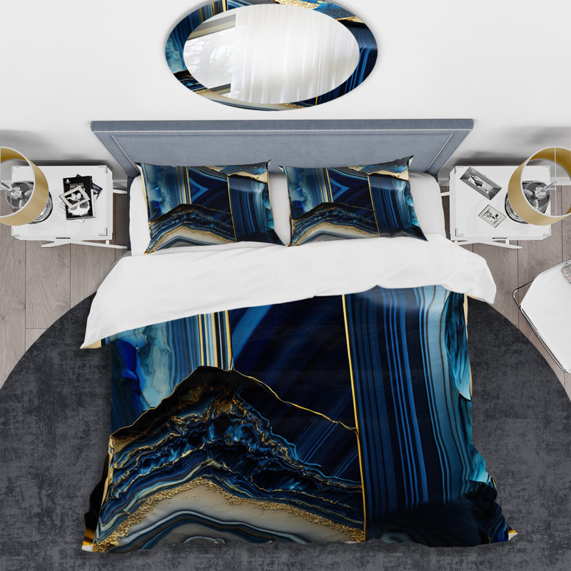 Ensemble de housse de couette en microfibre / polyester Abstract Geode, Housse de couette pour grand lit et 2 taies décor