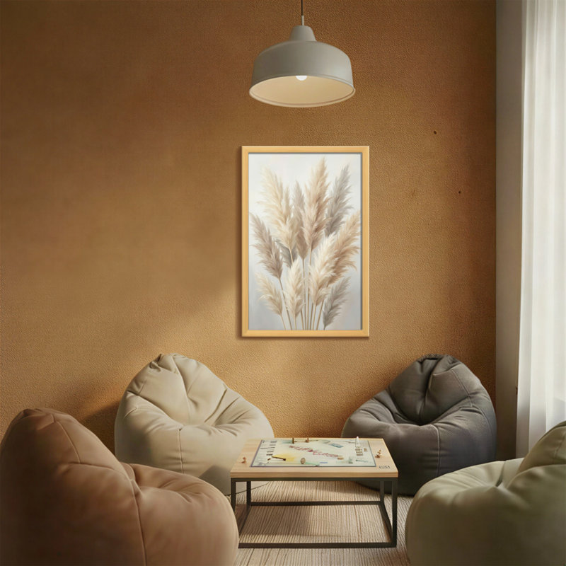 Plantes et fleurs, doux motif d'herbe de pampa beige