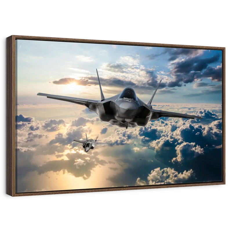F35 Fighter Jet, Floating Frame Walnut, 31" X 21"