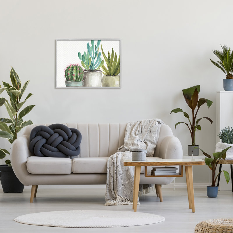 «Succulents Pattern Watercolor Peinture», impression sur toile, H 24 po x l 30 po x P 1,5 po, Estampe numérique Farmhouse