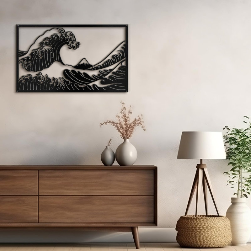 Décoration murale en métal, H 12 po x l 18 po x P 0,05 po, Noir
