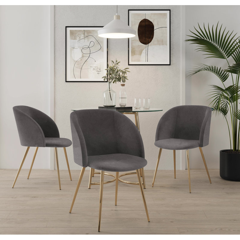 Terrance 18.5'' H Velvet Upholstered Parsons Chair, Silver, Gold