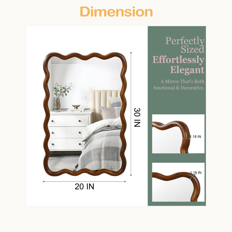 Miroir décoratif 20 po x 30 po, Noyer foncé