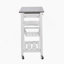 Chariot de service mobile à roulettes pour îlot de cuisine avec tiroir inférieur et panier de rangement coulissant en métal-1214249388