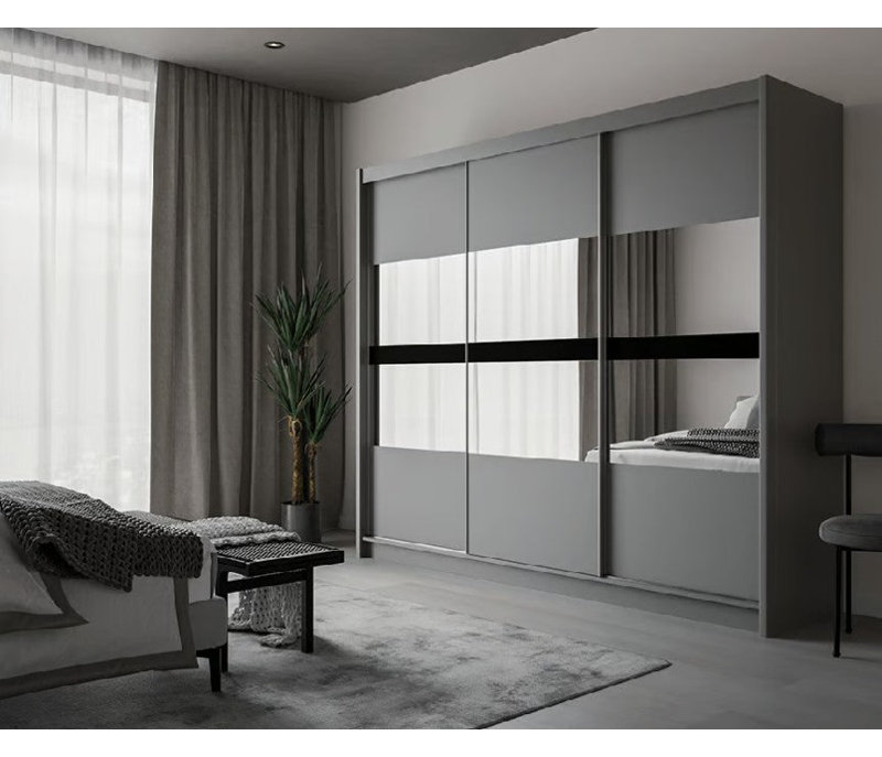 Manufactured Wood Wardrobe, Grey