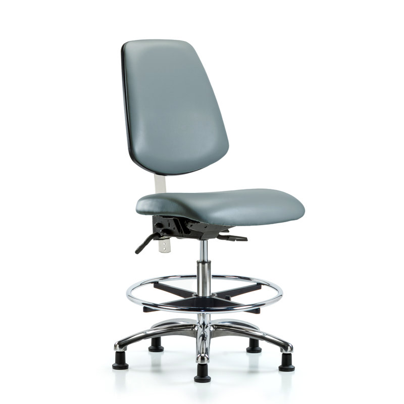 Miah Vinyl Drafting Chair, Glides, Included, Gray